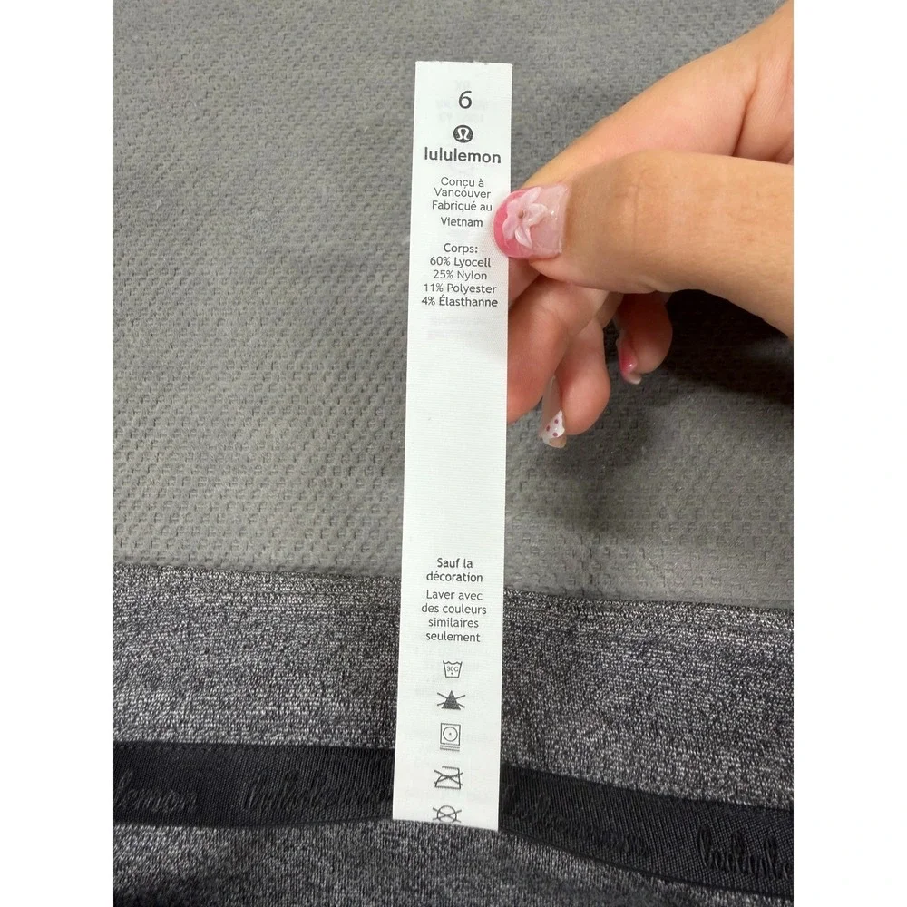 Lululemon Here to There High Rise 7/8 Pant Heathered Grey Size 6 Tencel Blend